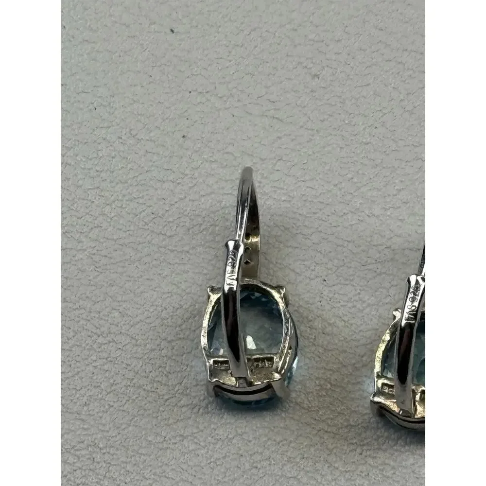 FAS Sterling Silver Pierced Earrings Lever Back Topaz